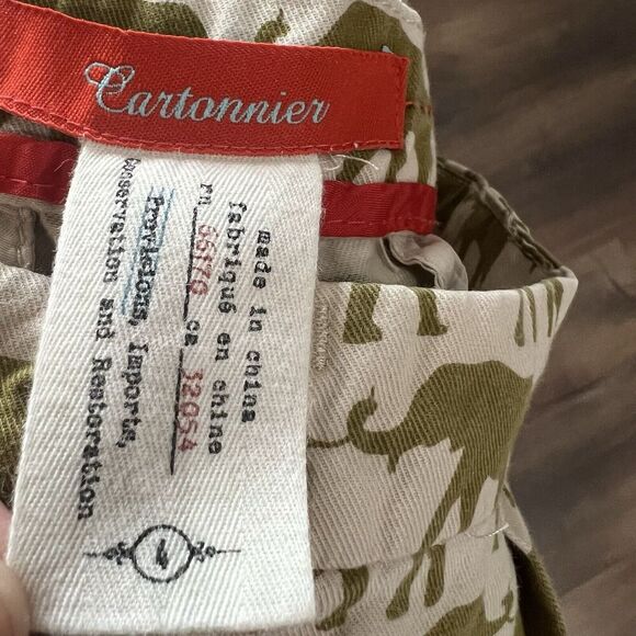 Anthropologie Cartonnier Chino Pleated Shorts Size 4 Elephant Print - Picture 12 of 13